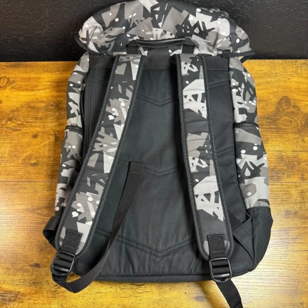 Timberland Graphic Pattern‎ Grey Black Canvas Rucksack Backpack Mens OS